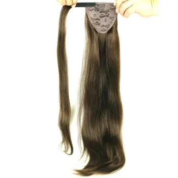 STOCK 22inch 100grams ponytail hair extensions human ready to ship clip in wrap around  ponytail human hair
