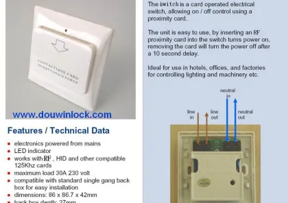 rfid lt18i power z-wave smart delay switch for hotel