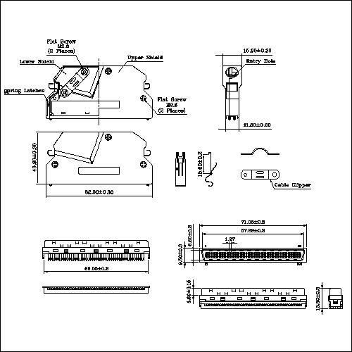 1.27mm Series Shielded Backshell Kit 100P Angled Exit China ...