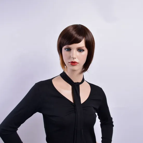 Wholesale Top Quality synthetic wigs natural wave short dark brown wigs for office lady