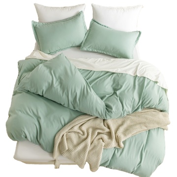 105gsm Solid Color Microfiber Linen Quilt Comforter Cover Set