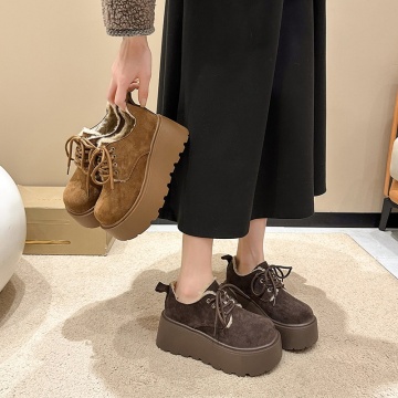 2024 Autumn Women's Casual Lace-Up Leather Loafers with Platform Sole