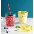 double-layer plastic anti-drop water cup cute drink cup