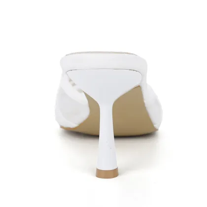 Sheer Mesh Bow Low Heel Sandals