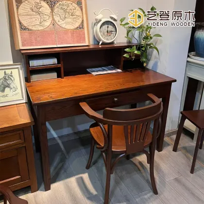Handcrafted Wooden Desk Set with Storage