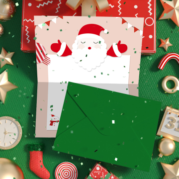 Retro Xmas Tree Handgemaakte wenskaart en envelopset