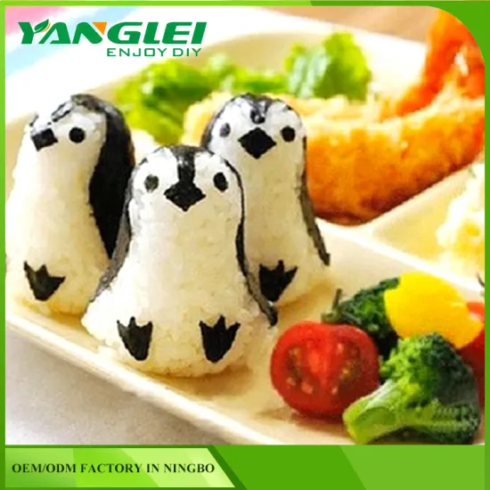 DIY Rice Mold Onigiri Shaper and Dry Roasted Seaweed Cutter Set, Baby Penguin