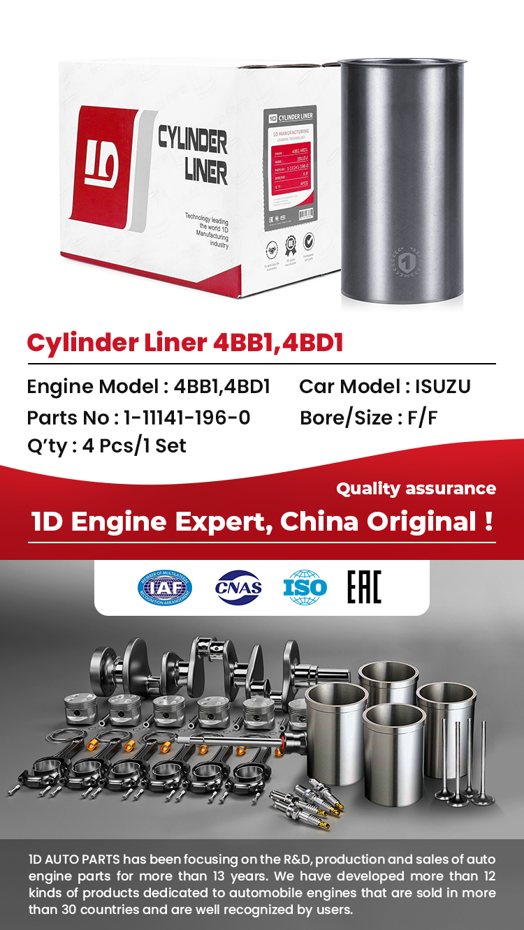Cylinder Sleeve fits ISUZU 4BB1 4BD1