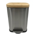 Square Bamboo Lid Trash Can