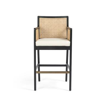 Hot Sale Counter Stool with White Flax Woven Natural Cane and Ebony Oak Armchair