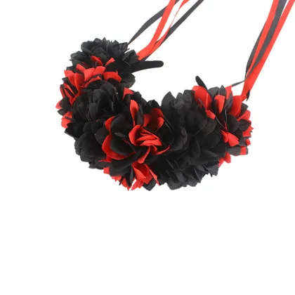 Halloween Christmas Carnival Rose Flower Long Ribbon Headband Beauty Headband Flower Pride Rainbow Headband" 

Given the request, a suitable focused title could be:

"Rose Flower Long Ribbon Headband - Beauty Headband for Festivals and Celebrations" 

Thi
