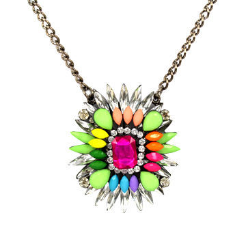 Hot sale colorful statement choker with rhinestone pendant for ladies