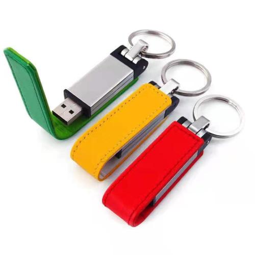 Customizable leather USB Flash Drive with keychain