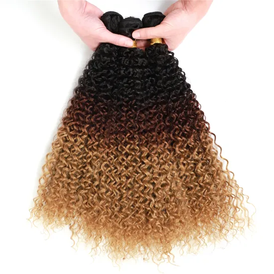Afro Kinky Curly Synthetic Hair Extensions Ombre Color #T1b/4/27 High Temperature Fiber Hair Machine Double Weft 14"-26" 100g/pc