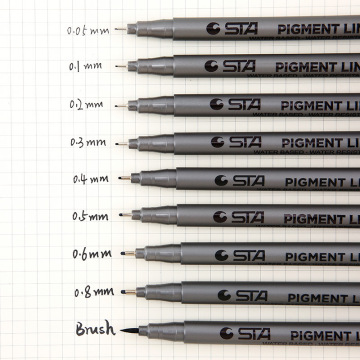1pcs Artist Marker Black Sketch Pigment Fine Liner Pen Set For Different Width Drawing Signature Design Art Supplies