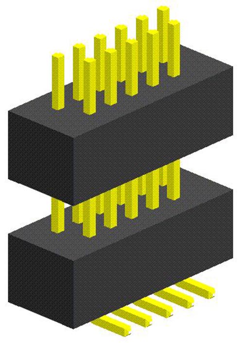 1,00 mm (0,039 &quot;) pitch assimétrico de plástico duplo SMT Cabeçalhos de pino retos conectores de PCB