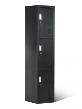 3 Tier Powder Coated Metal Lockers Black