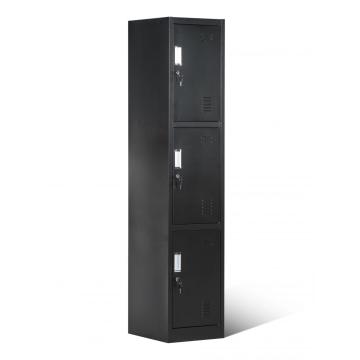 3 Tier Powder Coated Metal Lockers Black