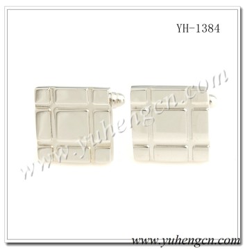 YH-1384 Mens Classic Plain Blank Square Checked Cufflinks