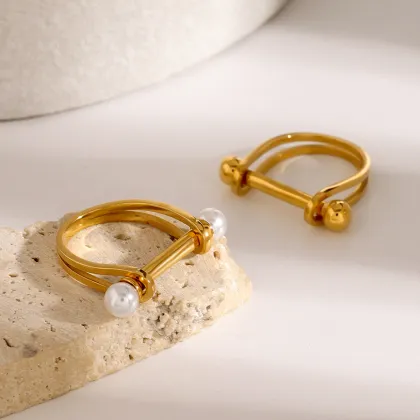 Dainty Fashion Jewelry Horseshoe Pearl Ring