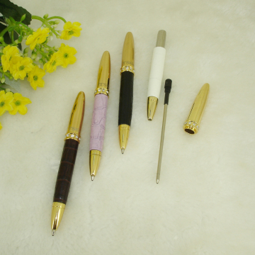 Mini Leather Ball Pen Korea style Cute Fashion Stationery Ballpoint Pen with China Crystal PU pouch Packing Gifts Set