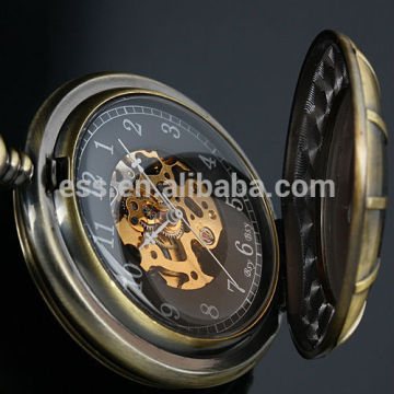 Men's Copper Case Black Dial Mechanical Pocket Watch WP084
