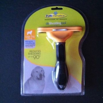 FURminator New Long Hair Deshedding Tool 4" Yellow for Large Dogs