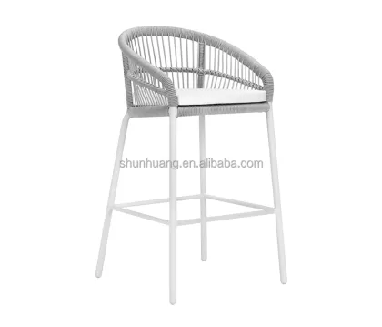 High Back Rope Weaving Balcony Bar Chair with Cushion - Popular Outdoor Furniture Design