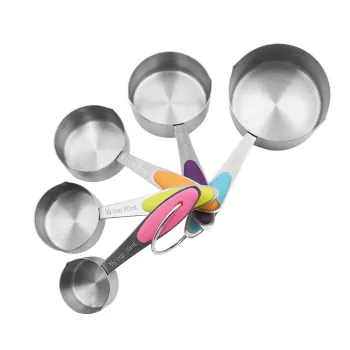 Baking Tool Set - 5 Pc Stainless Steel Measuring Cup & Spoon with Silicone Grips