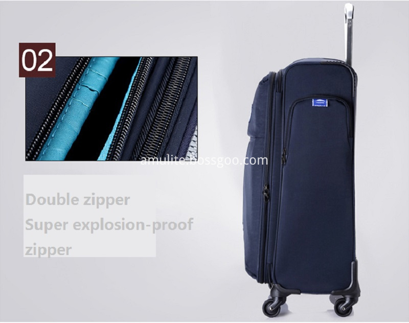 Double zipper trolley luggage