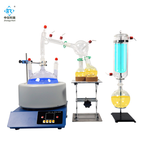 Equipo de laboratorio Juego de sistema de destilación de ruta corta de vidrio de vacío 2L 5L 10L 20L para aceite esencial