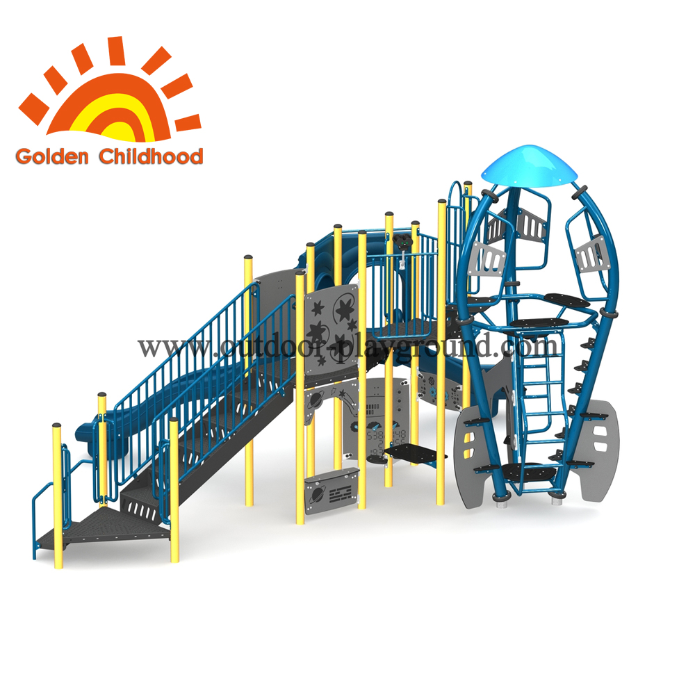 Blue Rocket Structure With Slide For Kids