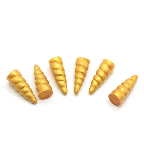 Gold Color 25mm 3D Mini Horn Resin Charms DIY Jewelry Necklace Hair Accessories Resin Cabochons Decoration