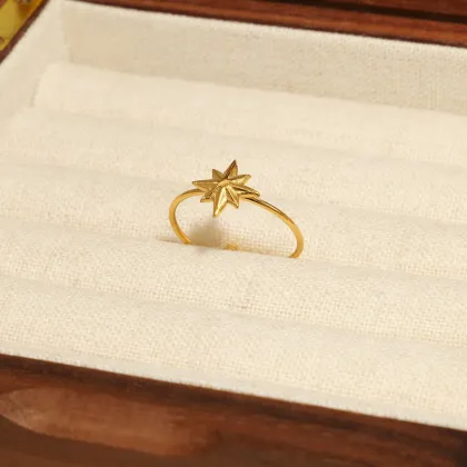 Titanium Steel Real Gold Ring Open Star Ring