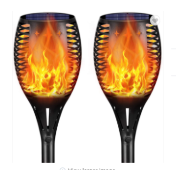 3D Solar Charging Waterproof Flickering Flame Modes Garden Lamp