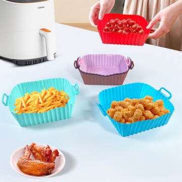 Food Grade Square Air Fryer Silicone Plate with Two Handles