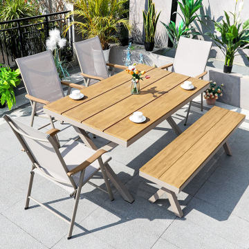 Outdoor Furniture Set WPC Plastic Wood Outdoor Furniture Set Restaurant Garden Supplier
