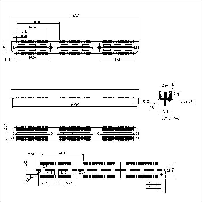 0.5mm DOUBLE ROW BTB MALE PLUG H4.26 BB0.5-MXXX05