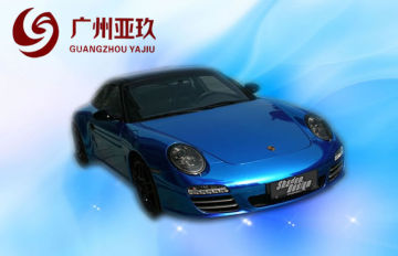 Blue Auto Chrome Auto Vinyl Wrap With Import Glue , Pvc 150um Air Free