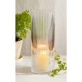 Ribbed Smokey Grey Glass Vase Candle Holder