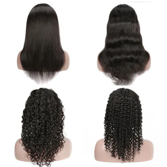 Natural Wig Human Hair Raw Remy 1B Deep Wave Pre Plucked Hair Line Black Women  Front Lace Human Hair Wigs