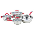 7 Pieces Cookware with Red Heat Resistant Handles