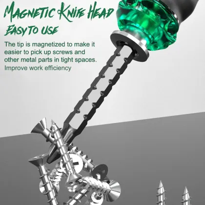 Green and black retractable screwdriver