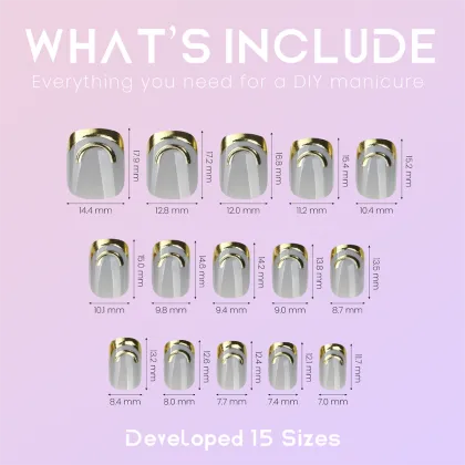 Waterproof simple lines golden french gray false nails