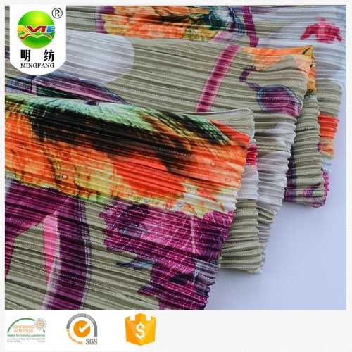 Drill Rayon Fabric Wholesale 100% polyester print pleated tulle knitted fabric Factory