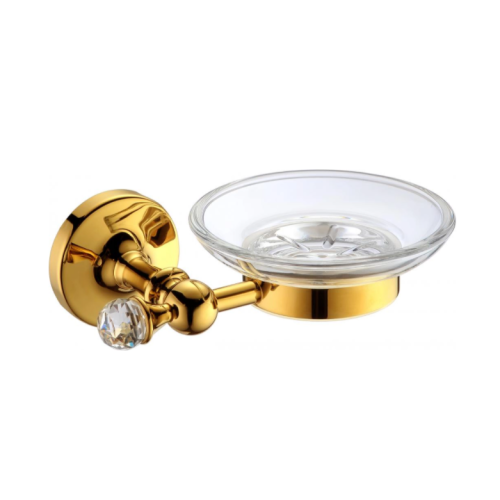 Brass soap dish used in home kitchen