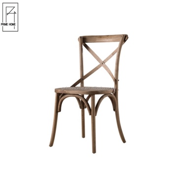 French Style Farmhouse Oak Wood Stackable Event Cross Back Chair - Hot Sales