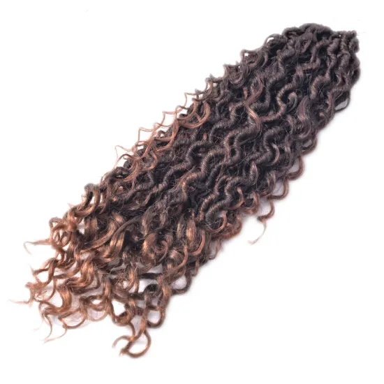 New Pre Looped Bohemian River Goddess Locs Ombre Color Curly Wavy Synthetic Crochet Braids Twist Braiding Goddess Faux Locs Hair