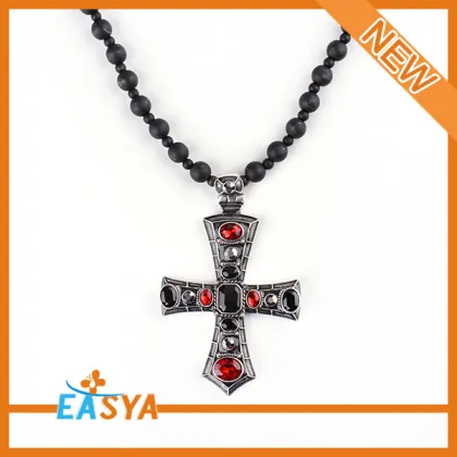 Elegant Jewelry Red Stone Cross Necklace