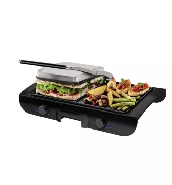 1500W Electric BBQ Grill: 2-in-1 Multi-Layer Baking Plate & Sandwich Machine with Non-Stick Surface